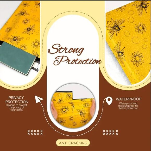 10x13 Bee & Flower Yellow Polymailers 20ct - Picture 3 of 4